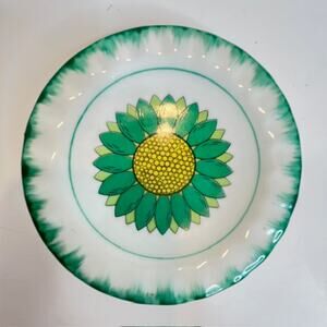 Vintage Mil Vang Korean Green Floral Ashtray